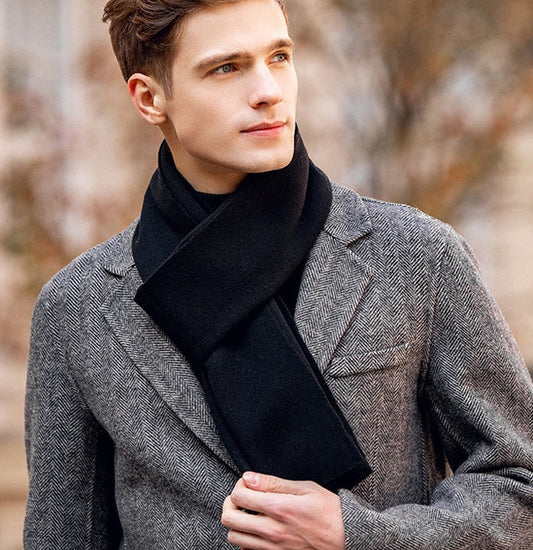 Men's Solid-color Wool Knitted Scarf