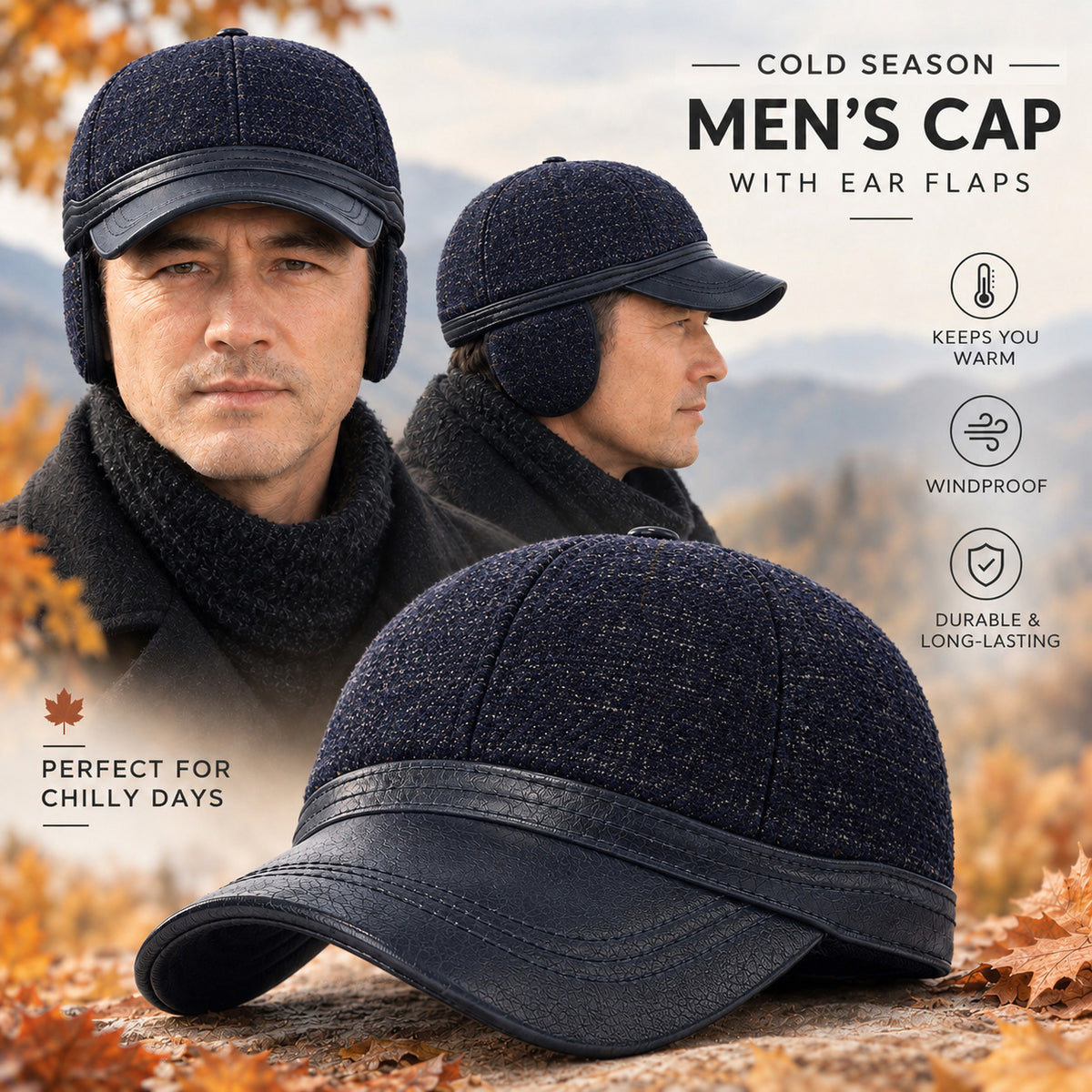 Men's Earflap Baseball Cap