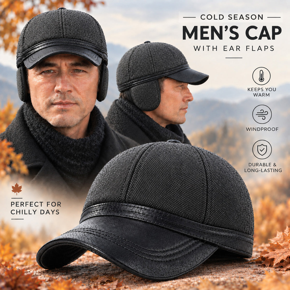 Men's Earflap Baseball Cap