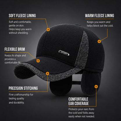 Earflap Baseball Cap 2 in 1